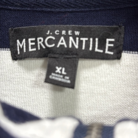 J Crew Rugby 1/4 zip tunic Navy/White Striped Pullover Cotton GUC casual preppy - Picture 2 of 7